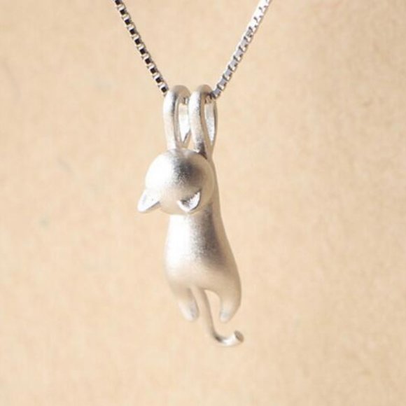 Jewelry - NEW 925 Sterling Silver Cute Cat Necklace